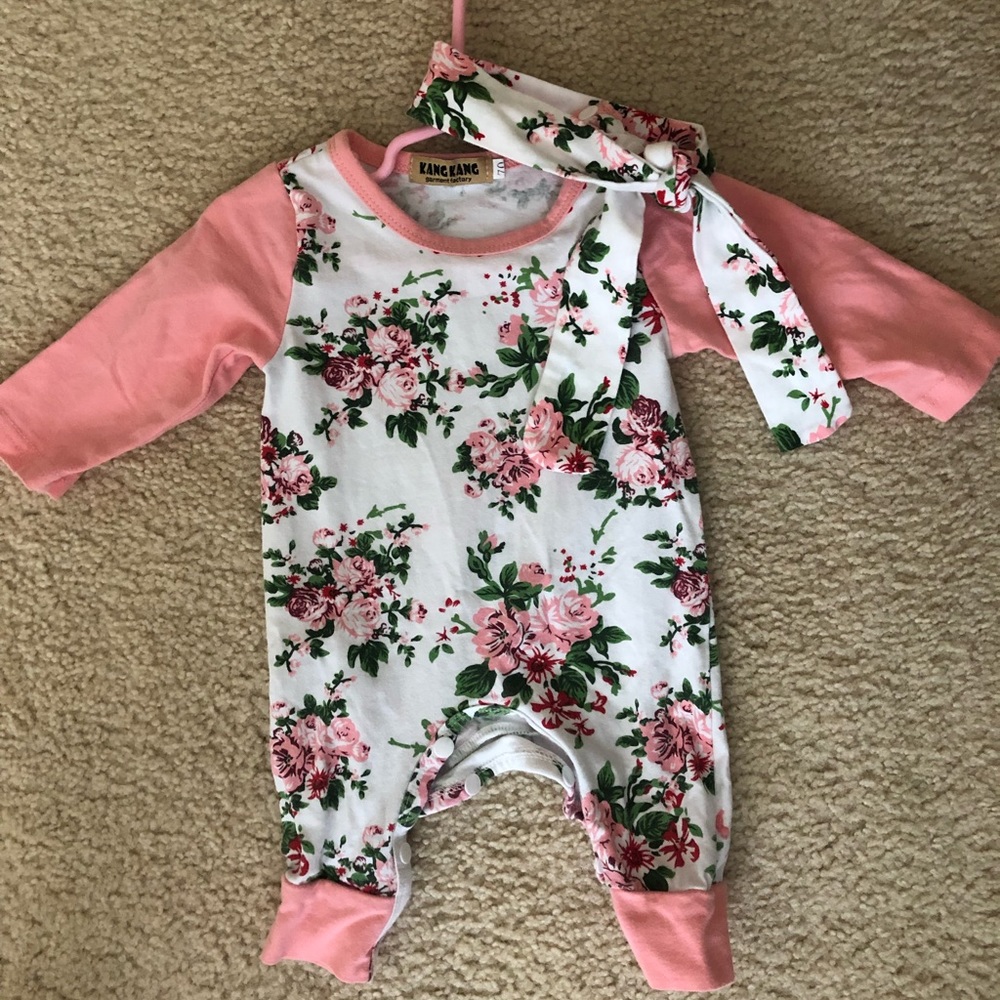 Baby girl romper/head wrap